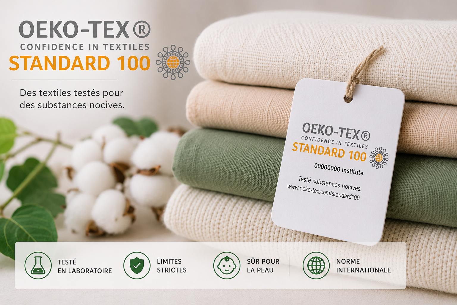 OEKO-TEX Standard 100 pour des produits textiles testés contre les substances nocives