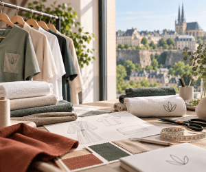 Création textile sur mesure au Luxembourg avec sélection de tissus et conception de vêtements professionnels